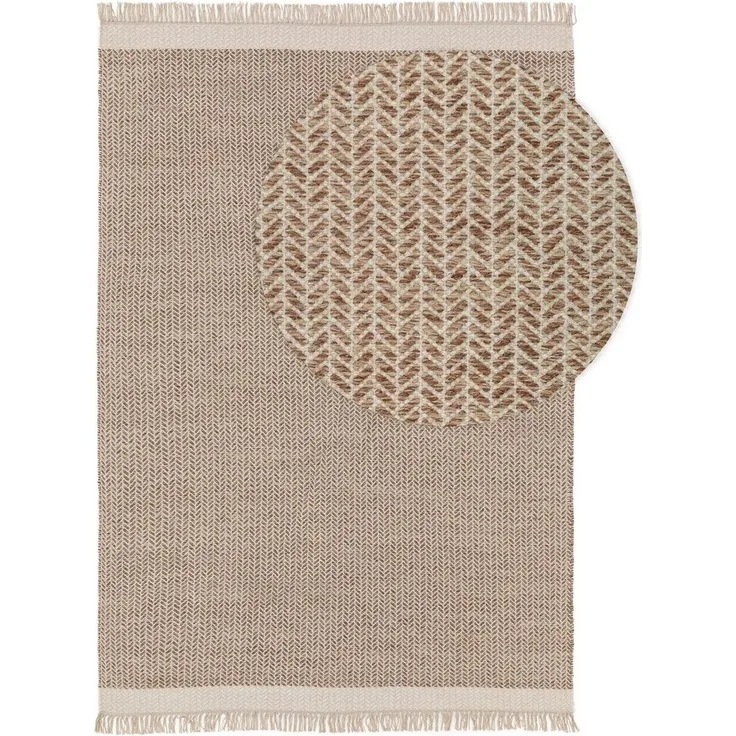 benuta Wollteppich Kim, rechteckig, Höhe: 5 mm, Teppich Wohnzimmer, Schlafzimmer, Esszimmer, Flur, Kunstfaser, Cozy