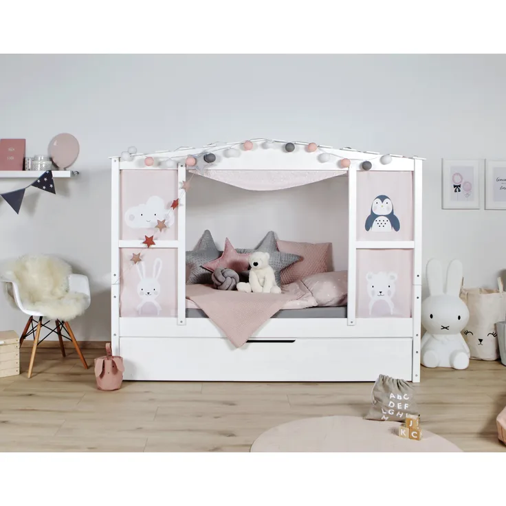 Hausbett "Lio" 90x200 Kiefer massiv weiß