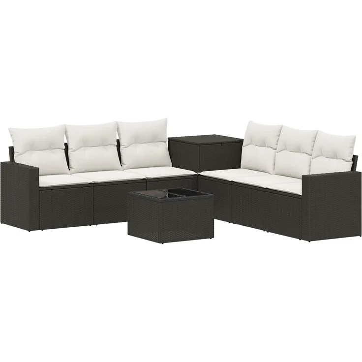 vidaXL Sofa Set 8 stk. Schwarz und Cremeweiß Polyrattan und Stahl 3448315 – Bild 2
