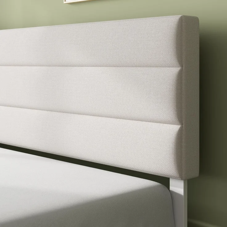 Zinus Piper Bett 180x200 cm - Höhe 30 cm - Gepolstertes Bettgestell mit Kopfteil - Lattenrost aus Holz - Kein Boxspring erforderlich – Creme – Bild 4