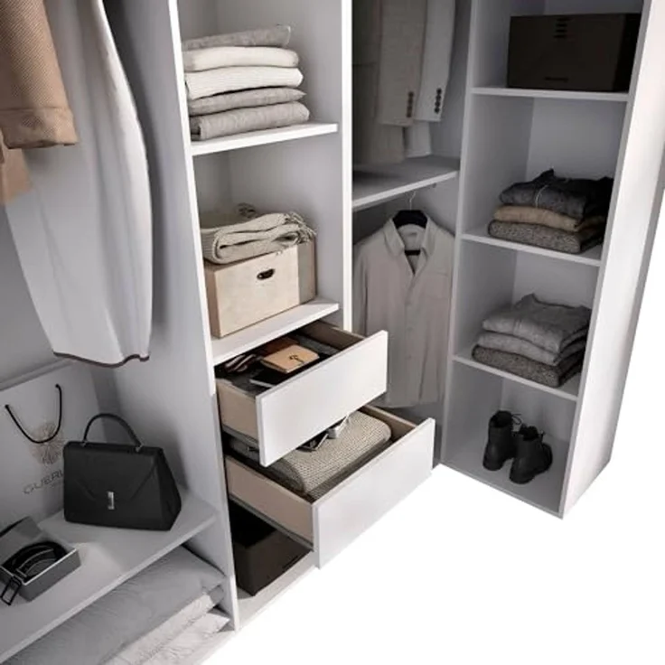 Dmora - Großer Kleiderschrank Capenardo, Schlafzimmermöbel, Schrank, Garderobe, 183x85 h205 cm, Weiß und Eiche – Bild 4