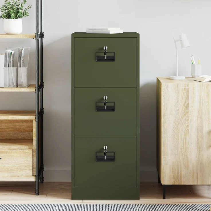 vidaXL Aktenschrank Olive Grün 44 x 50 x 106,5 cm Kaltgewalzter Stahl 891602 – Bild 4
