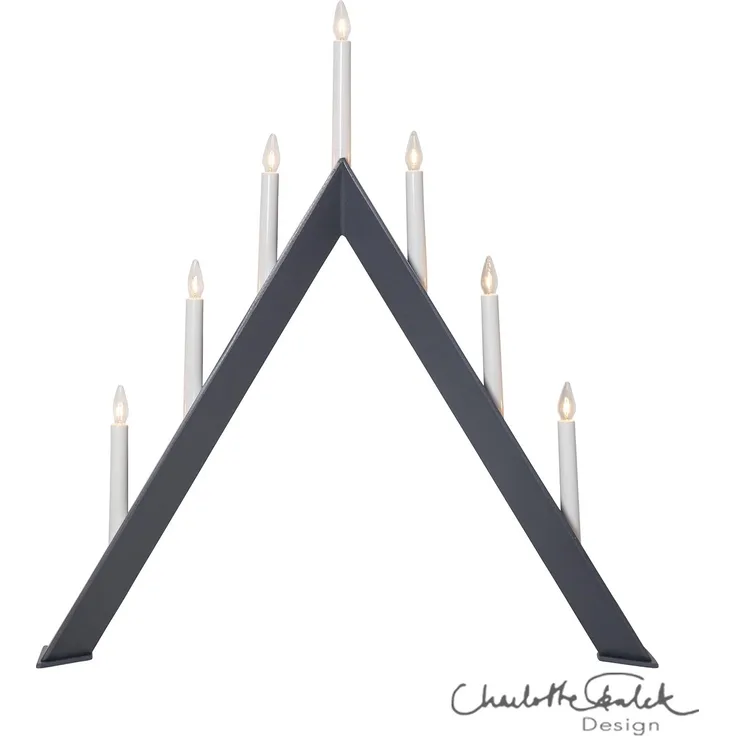 Großer Lichterbogen -Arrow', schlicht, 7 x E10 Kerzen, Holz, Netzbetrieb, dunkles Grau, H 64,5cm, B 60cm