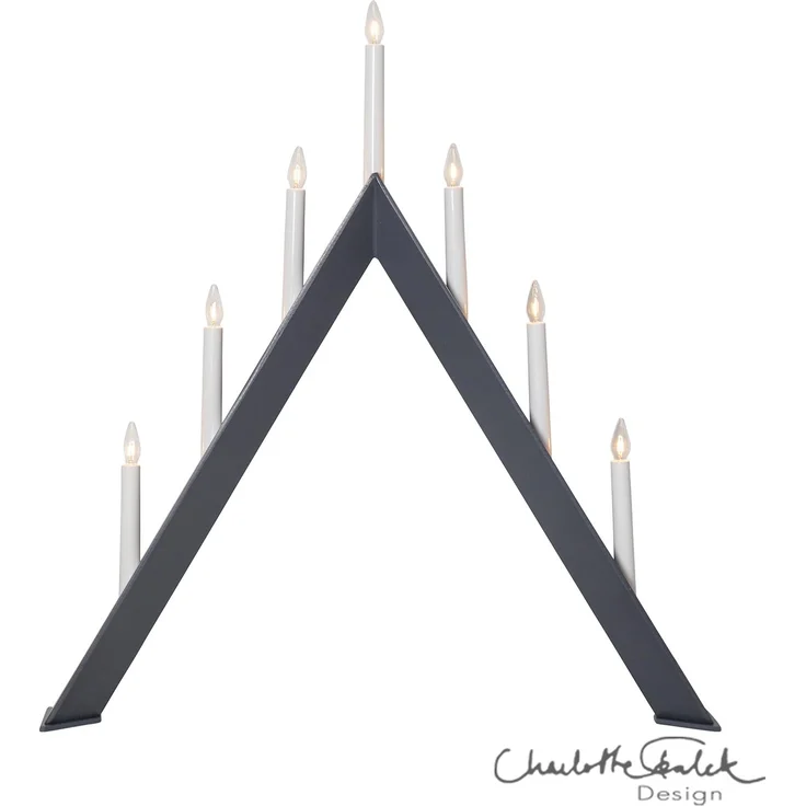 Großer Lichterbogen -Arrow', schlicht, 7 x E10 Kerzen, Holz, Netzbetrieb, dunkles Grau, H 64,5cm, B 60cm – Bild 1