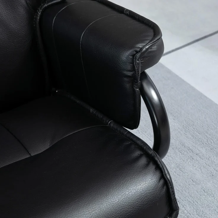HOMCOM Polsterstuhl drehbarer Relaxsessel mit Hocker (Ruhesessel, 2 St), für Wohnzimmer, Büro, Kunstleder, Stahl, Schwarz – Bild 9