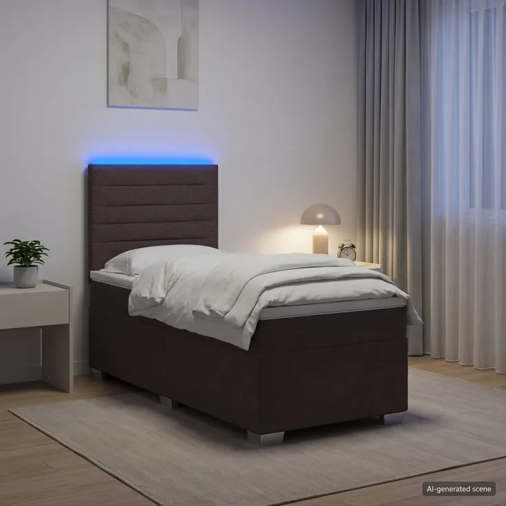 vidaXL Boxspringbett mit Matratze Dunkelbraun 100 x 200 cm Stoff 3454799