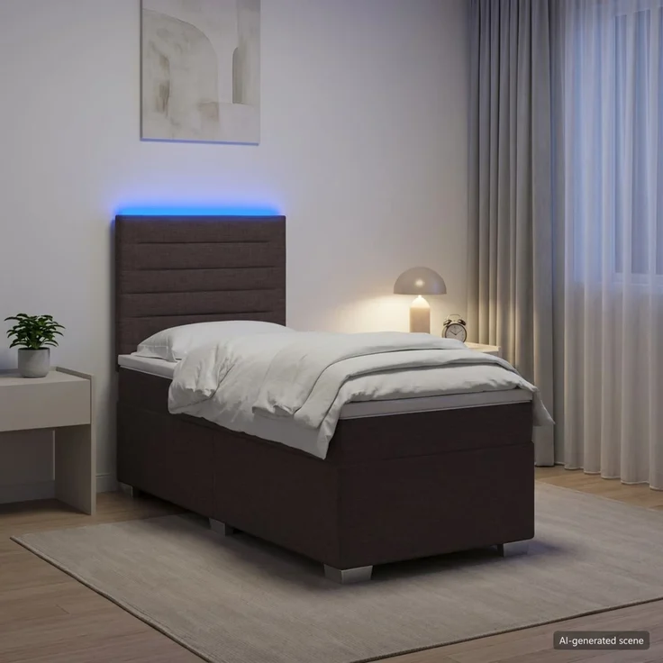 vidaXL Boxspringbett mit Matratze Dunkelbraun 100 x 200 cm Stoff 3454799 – Bild 1