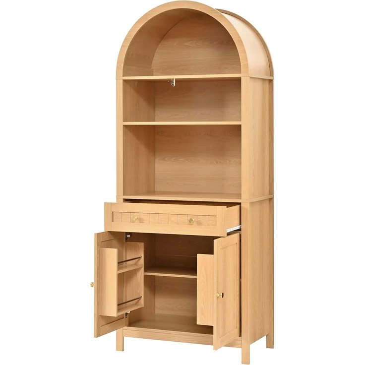 ZUBALIYA Aufbewahrungsschrank, mit Schubladen, mit Stauraum, H 180 × T 40 × B 76 cm, Natur, MDF / Spanplatte – Bild 16