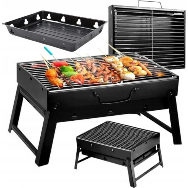 Klappgrill Koffer Holzkohlegrill 36x29x7 cm tragbar für Camping Picknick – Bild 2