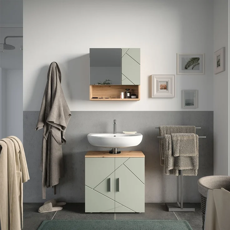 Badmöbel-Set Irma Salbeigrün 2 Teile Vicco – Bild 3