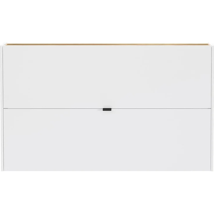 Lomadox Schuhschrank ABERDEEN-01 140 cm breit, in weiß mit Eiche, wandhängend, 2 Klappen – Bild 3