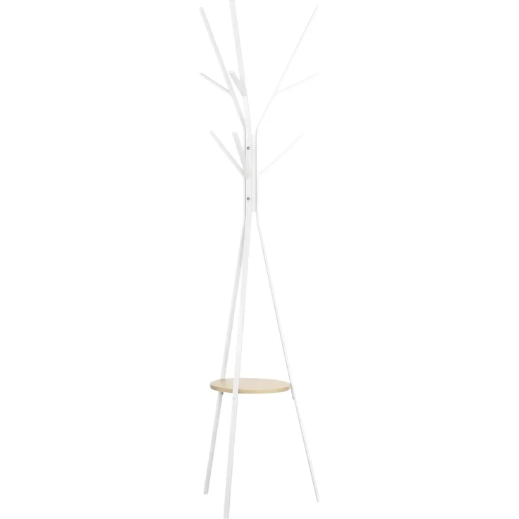 HOMCOM Garderobenständer Kleiderständer mit 8 Hake, (Garderobe mit Ablage, 1 St, Kleidungsständer), Metall, Weiß, 45 x 45 x 180 cm – Bild 1