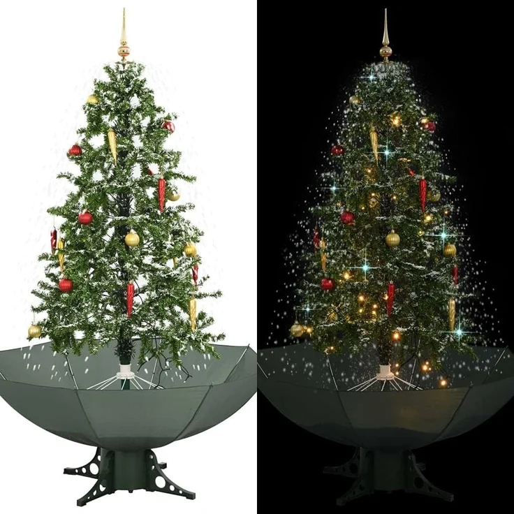 vidaXL Schneiender Weihnachtsbaum mit Schirmfuß Grün 170 cm 284335 – Bild 2