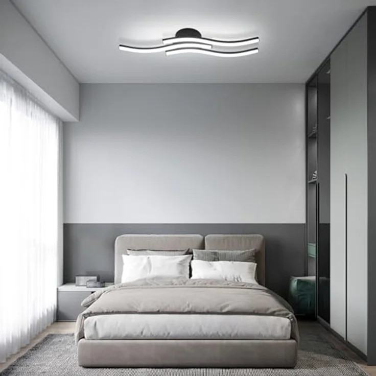 Goeco LED Deckenleuchte 18W, Modern Schwarze LED Deckenlampe mit 3 LED-Lichtleisten 6500K Kaltweißes Licht, LED Lampe Deckenbeleuchtung für Schlafzimmer Wohnzimmer Flur Küche – Bild 7