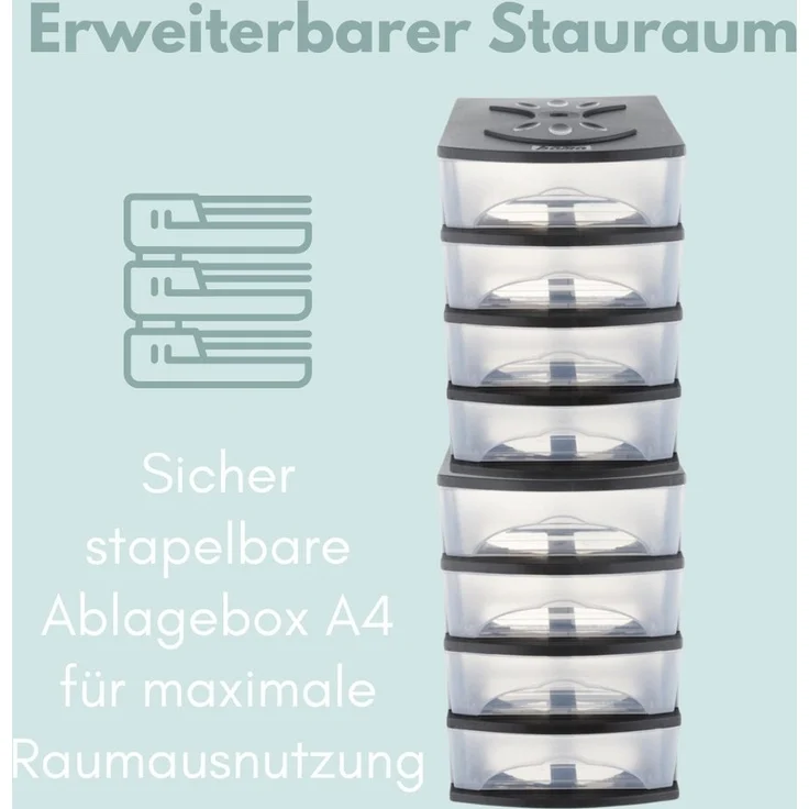 GarPet Auflagenbox Schubladenbox A4 Ablagefächer Stapelbar Büro Ablagebox A4 Briefablage – Bild 3