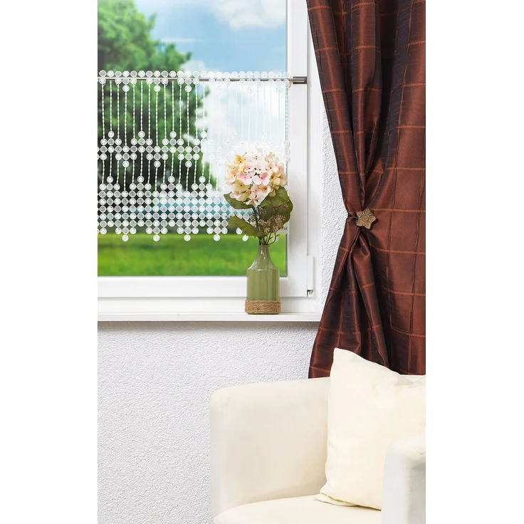 Scheibengardine Plauener Spitze - Pearl (Bx H) 88cm * 45cm weiß – Bild 2