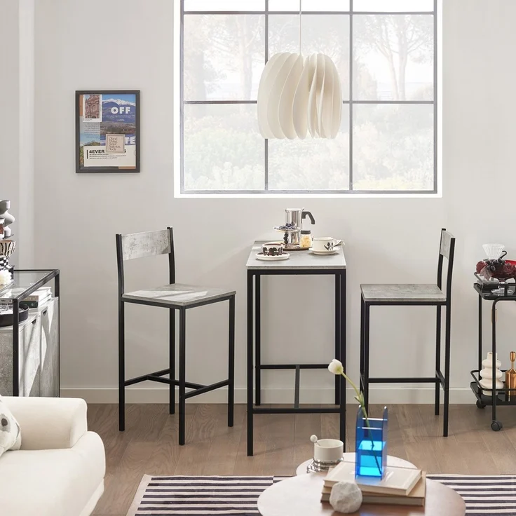 SoBuy OGT03-HG Essgruppe 2 Stühle, MDF, PVC-Beschichtung, Grau, 89 x 96 x 45 cm – Bild 2