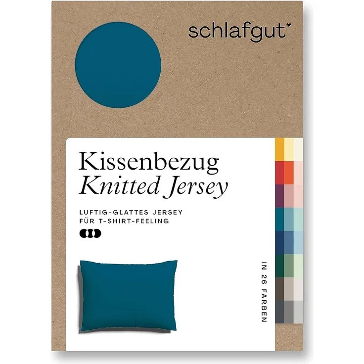 Schlafgut Kissenbezug Knitted Jersey aus Bio-Baumwolle mit Elasthan, bügelfrei, (1 Stück), besonders fein gestrickt, Kissenhülle mit farbigem Reißverschluss