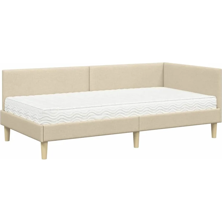 vidaXL Eckbettgestell mit Matratze Sonstiges 2 pcs Creme Stoff 3393731 – Bild 4