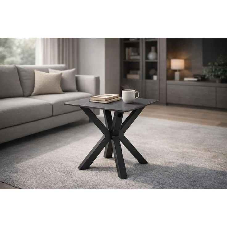 Couchtisch >Janin< in grau, schwarz, Keramik, Metall - 55x55x55cm (BxHxT) – Bild 2