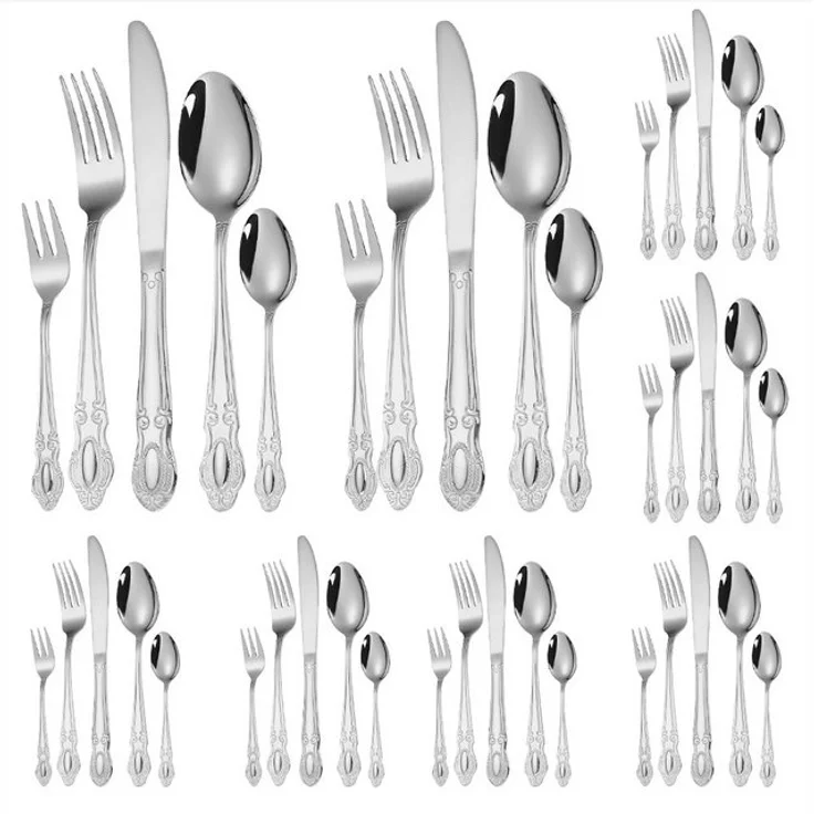 KingLux Besteck-Set 40 teiliges Besteck Set 8 Personen Luxus Palaststil glänzend (40-tlg), 8 Personen, Edelstahl – Bild 4