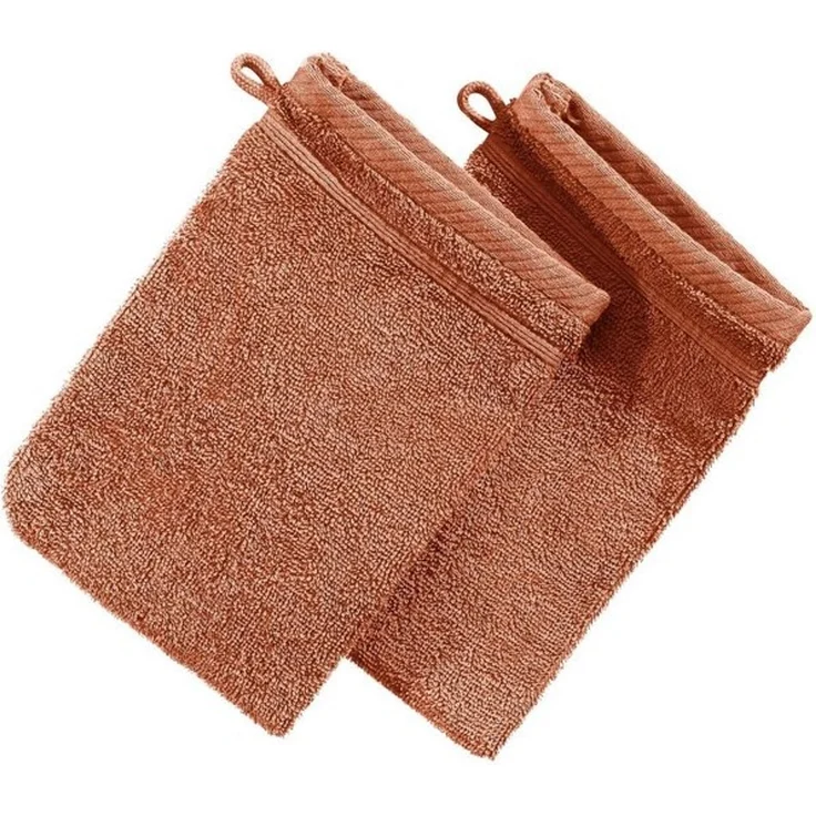 Erwin Müller Waschhandschuh Waschhandschuh "Heidelberg" 2er-Pack, Frottier (2-St), Walk-Frottier Uni, Terra – Bild 4