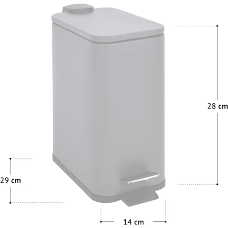 SVITA Mülleimer ST5, Treteimer, Softclose-Funktion, 5L, Stahl pulverbeschichtet, Weiß – Bild 7