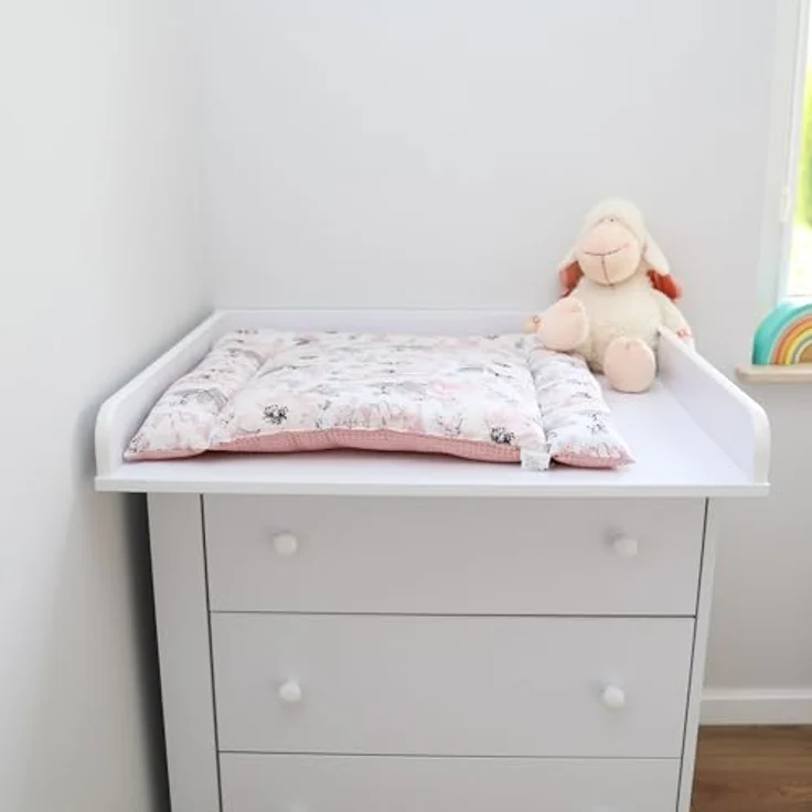 Wickelauflage für Babys 75x72 cm - Weiche Baumwolle, Abwaschbar - Wickelkommode & Wickeltischauflage Wilde Rose – Bild 7