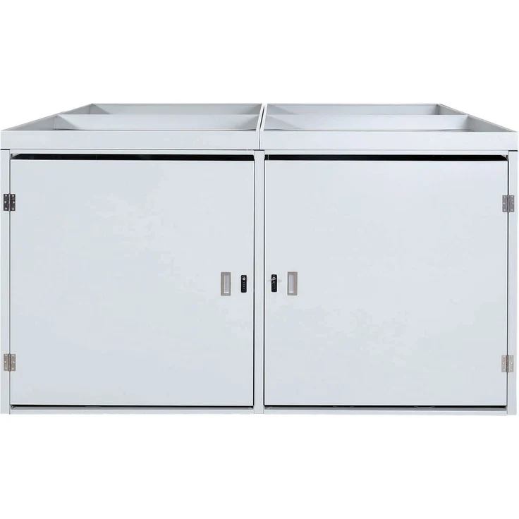Mendler 'HWC-L56b' 4er-Fahrradgarage mit Pflanzkasten, abschließbar, verzinkter Stahl hellgrau, 220 x 210 x 126 cm – Bild 8