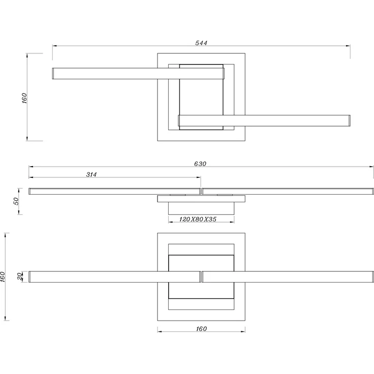 LED Deckenleuchte, Metall, weiß, matt, L 54 cm – Bild 8