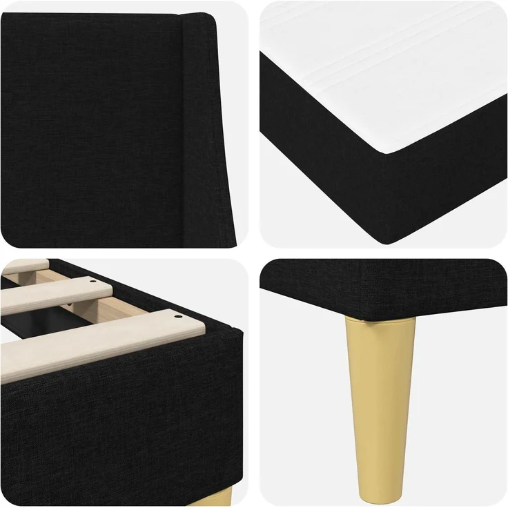 vidaXL Bettgestell mit Matratze Schwarz 140 x 200 cm Polyester 3414741 – Bild 9