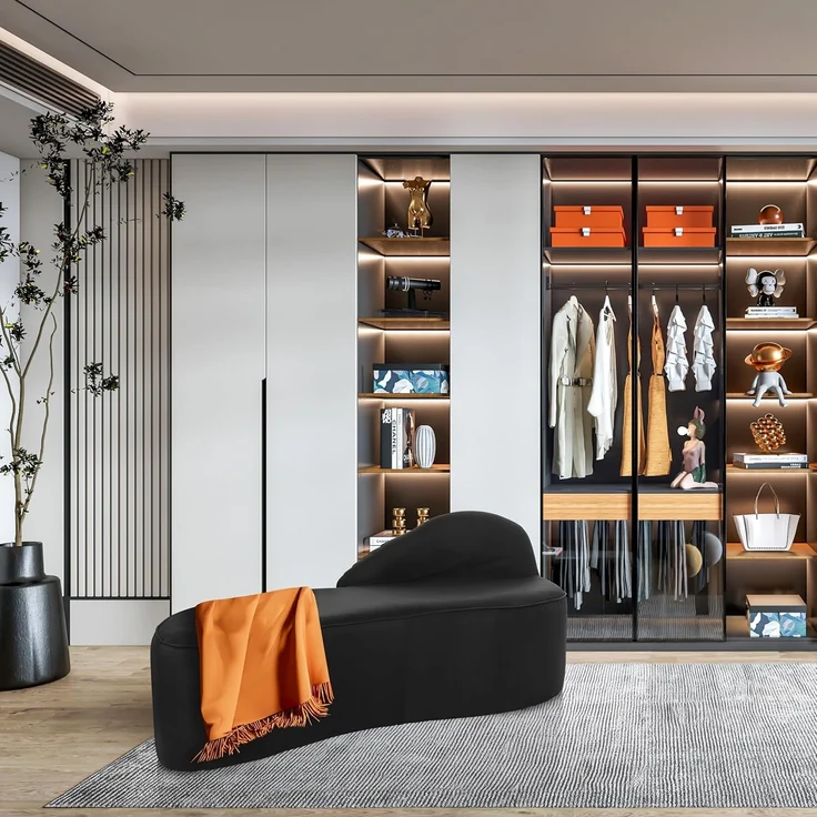 hjh OFFICE Modernes Loungesofa Baracoa Chaiselongue rechtsseitig, Couch Relaxliege gepolstert, Stoffbezug Schwarz – Bild 4