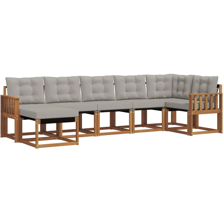 vidaXL Outdoor-Sofagarnitur 7 stk. 7-Sitzer Natur und Hellgrau 3368878 – Bild 2
