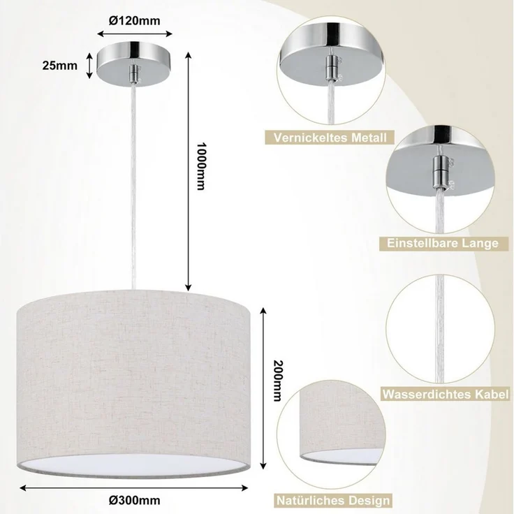 Zedelmaier Pendelleuchte Hängelampe hängend Deckenlampe E27x1/Max. 40 W, ohne Leuchtmittel, ohne Leuchtmittel, Geeignet für Esszimmer Wohnzimmer Schlafzimmer Flur – Bild 1