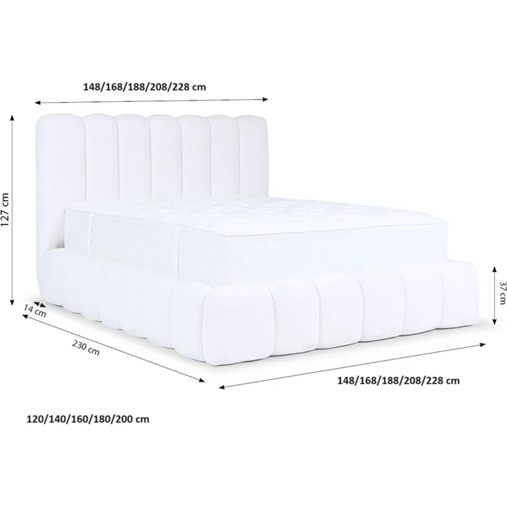 Polsterbett Doppelbett Set. 4 CARSON 120x200cm Stoff Catch Me Rostbraun – Bild 5