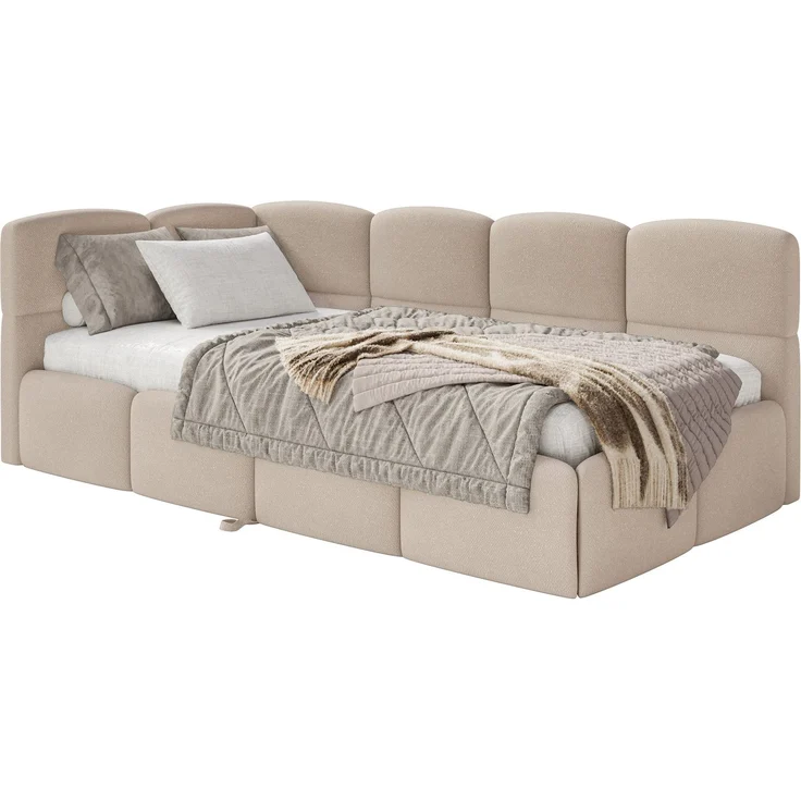 Selsey 'Cloudy' Polsterbett, Chenille Beige, 170x185 cm, links – Bild 1