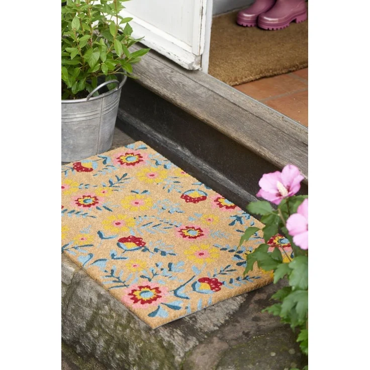 Ib Laursen Fußmatte Ib Laursen - Fußmatte Türmatte Fußabtreter Blumen 45x75cm Kokos PVC – Bild 2