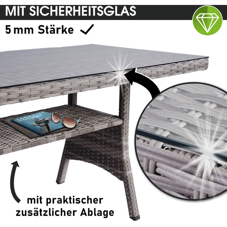 BRAST Gartenmöbel Set Delight Grau/Anthrazit bis zu 7 Personen inkl. extra Dicke Kissen Outdoor Loungemöbel Sitzgruppe Essgruppe Garnitur – Bild 6