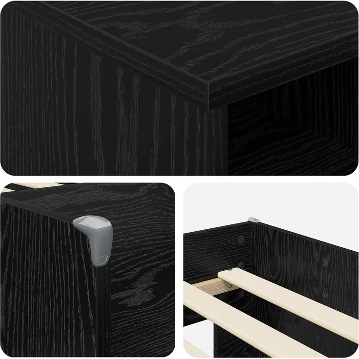 vidaXL Loft Bettgestell mit Schrank 3 stk. Schwarz Holzwerkstoff 3423407 – Bild 6