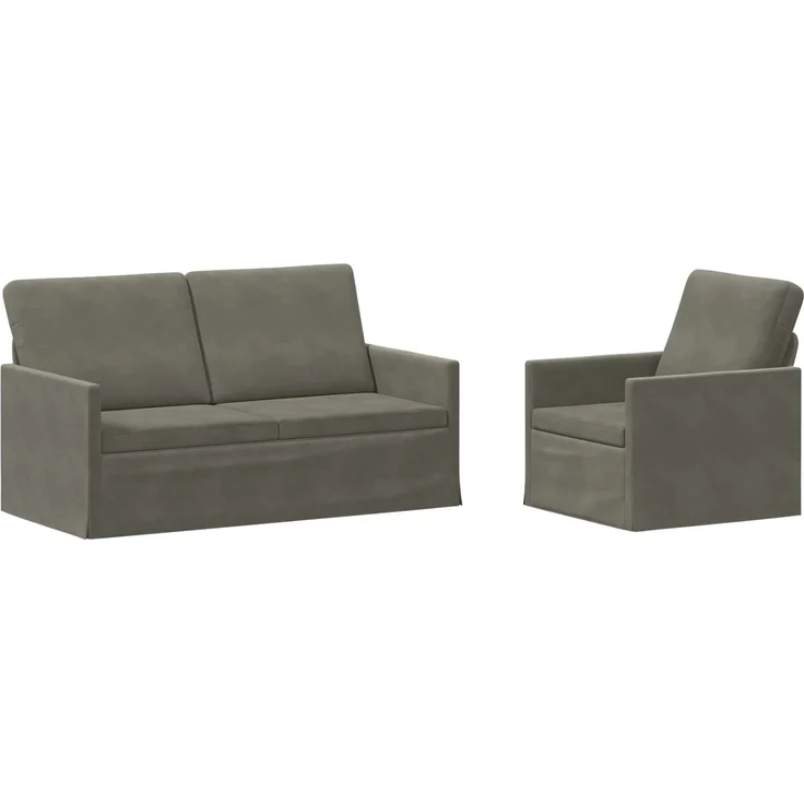 vidaXL Sofa-Set 2 pcs Hellgrau Cordstoff 3433248 – Bild 1