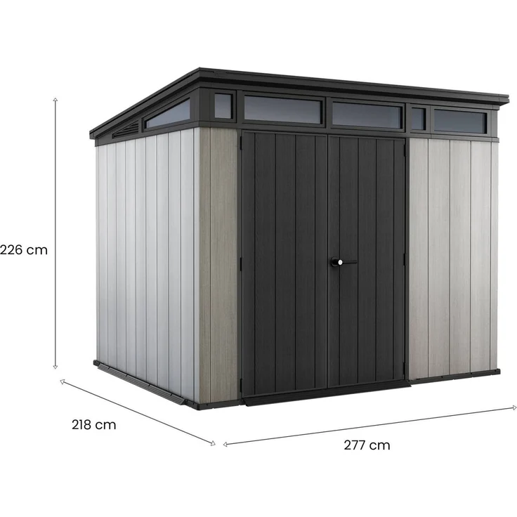 Dmora Gartenhaus Cobourg, Gartenhütte, Gartenhaus, Werkzeugschuppen, 277x218 h226 cm, Grau – Bild 3