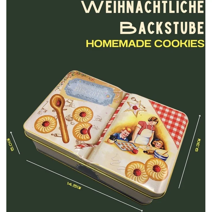MediMuc Keksdose Nostalgische Buchdose Homemade Cookies, Metall – Bild 3