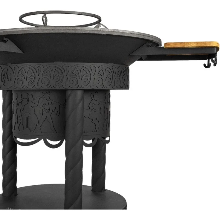 Grill Feuerplatte Olymp Feuerstelle mit Holzregalen – Bild 7