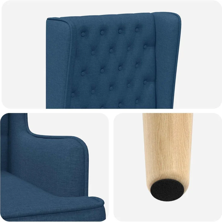vidaXL Hochlehner Blau Stoff 42042487 – Bild 6