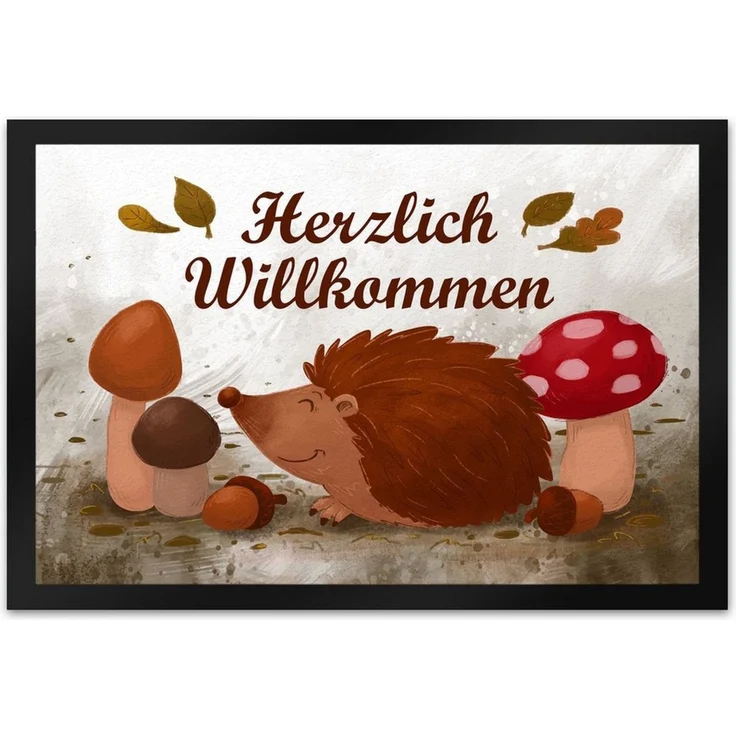 speecheese Fußmatte Herzlich Willkommen Fußmatte XL in 40x60 cm mit niedlichem Igel – Bild 1