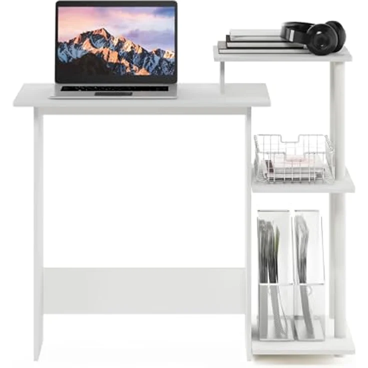 Furinno Efficient Home Laptop-Notebook-Computertisch, Weiß/Weiß – Bild 5