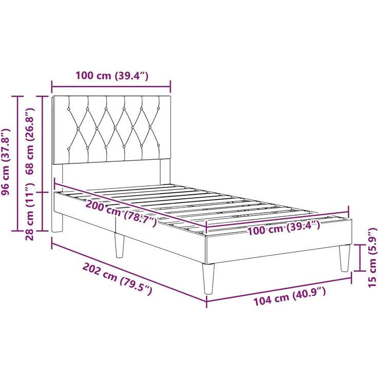 vidaXL Bettrahmen mit Kopfteil Hellgrau 100 x 200 cm Samt 42027643 – Bild 9