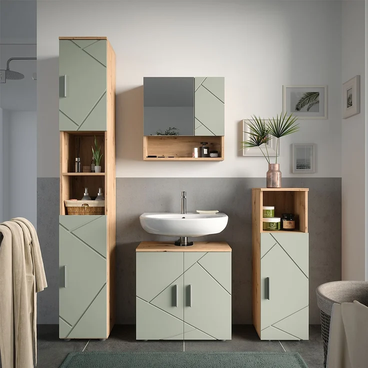 Spiegelschrank Irma Salbeigrün 54x55 cm Vicco – Bild 6