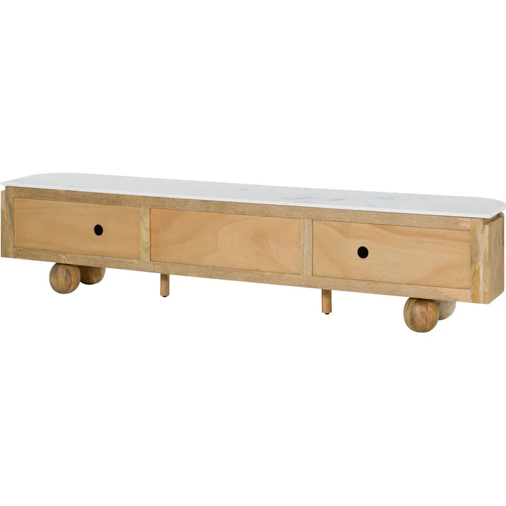 TV-Board Mango 240x40x50 natur lackiert / Marmor weiß FLORENZ #103 – Bild 8