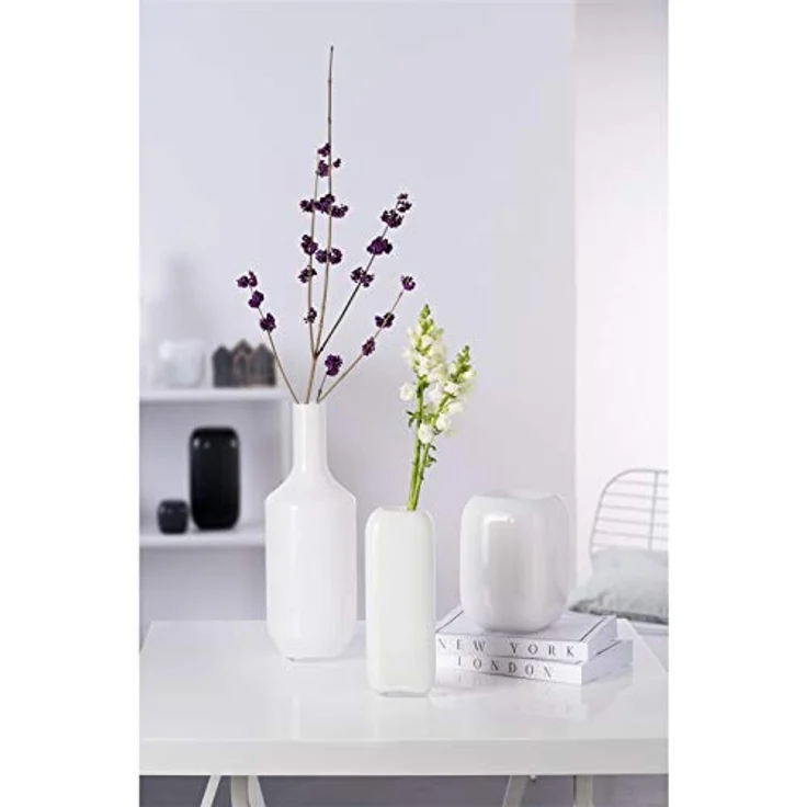 LEONARDO HOME Milano, handgefertigte Blumenvase aus weiß gefärbtem Glas, modernes Design, Höhe: 20 cm, Breite: 15 cm, Art.-Nr. 041663 – Bild 2